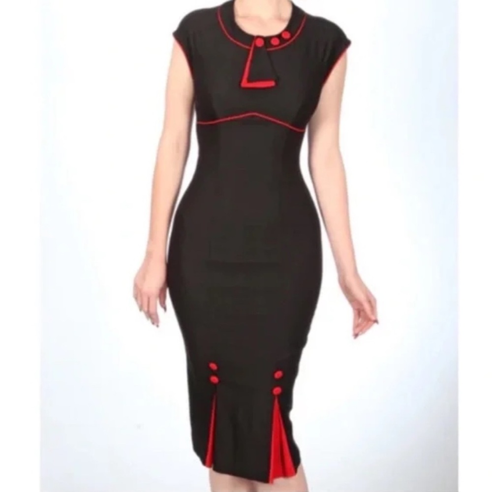 Vintage Stop Staring Black and Red Women's Dress - Picture 2 of 13